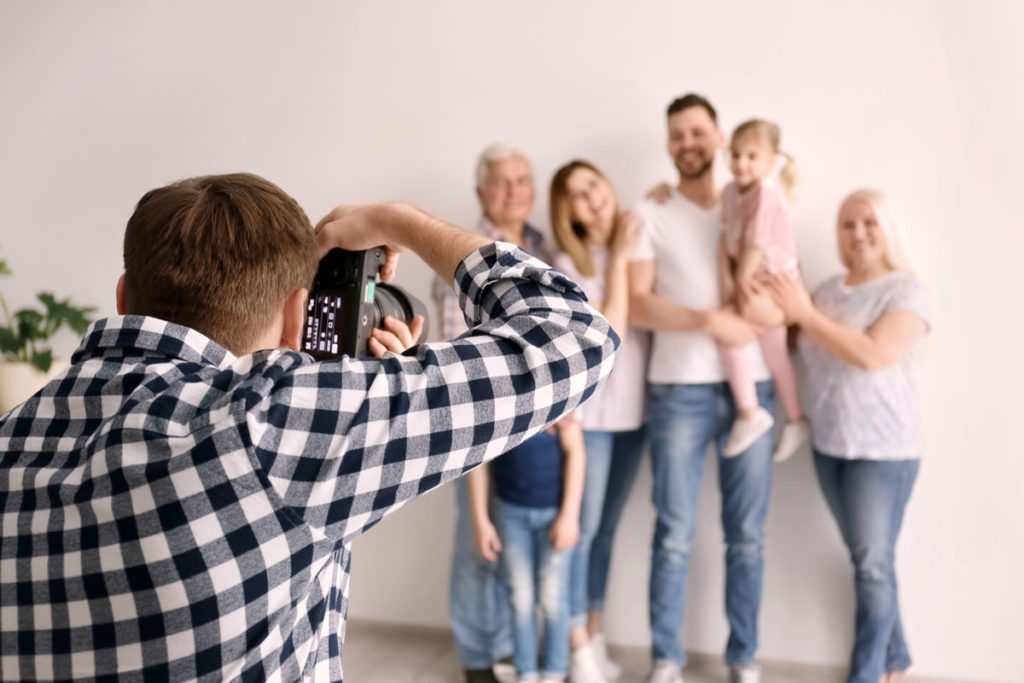 Family portrait taken by photographer