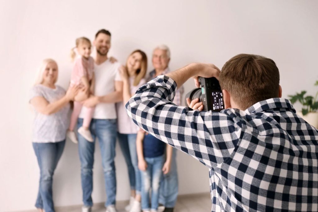 Family portrait taken by photographer