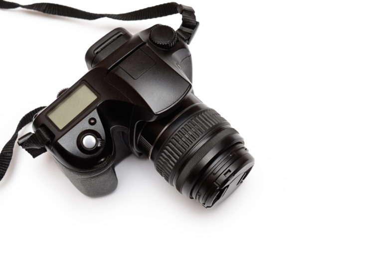 Camera on white background
