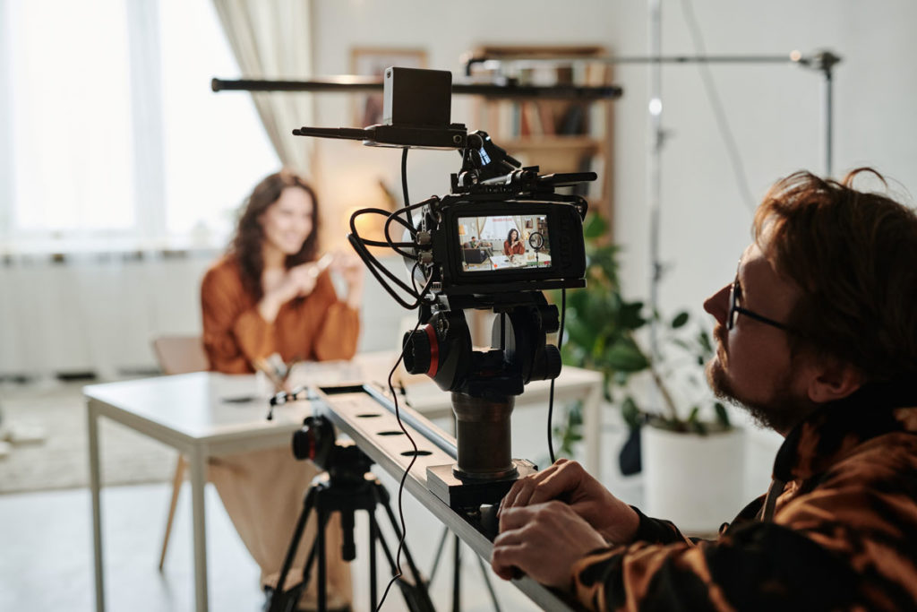 Camera man on film set