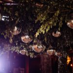 image of disco balls in the ceiling of a wedding venue