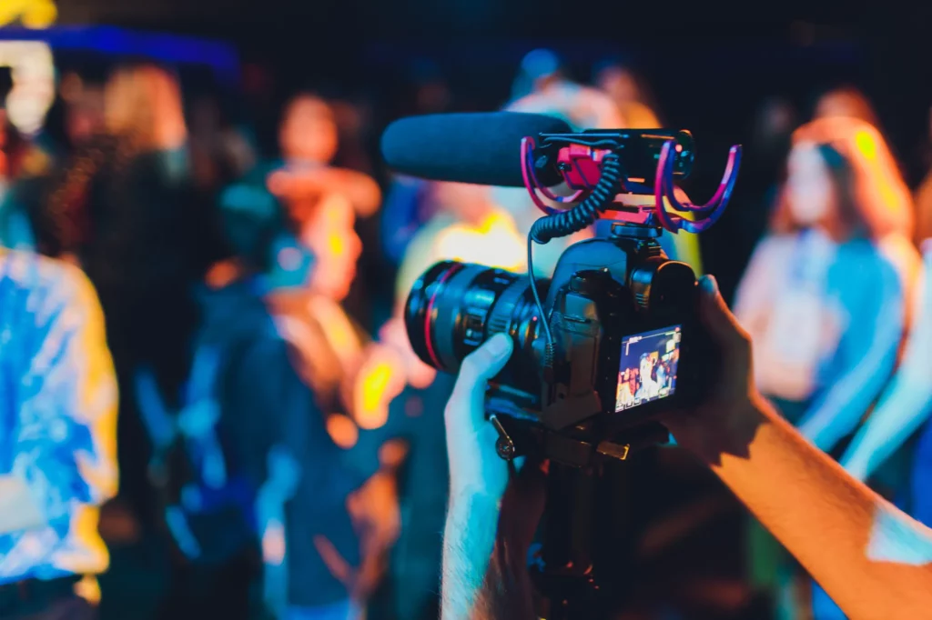 closeup of a videographer at an event