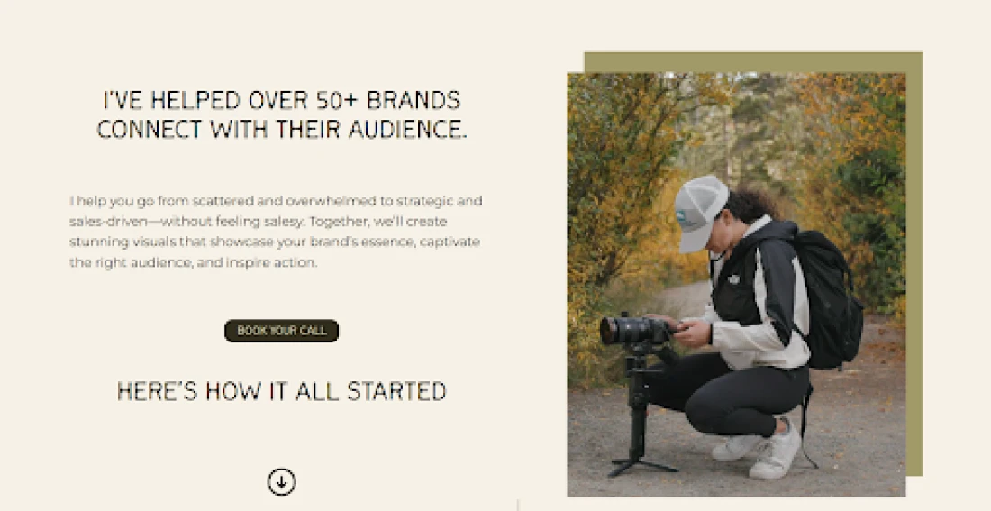 An example of Carly Kreiger's videographer website.