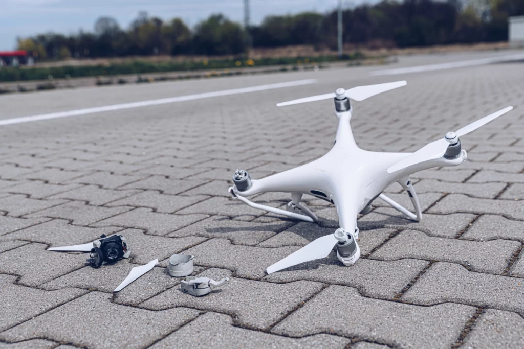 Drone broken on concrete