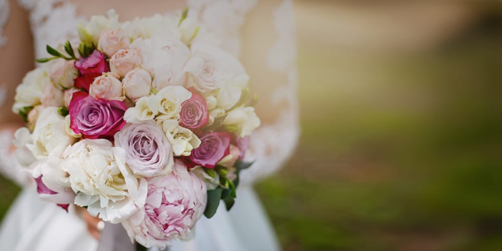 close up of wedding bouquet