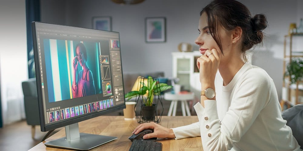 woman editing photo